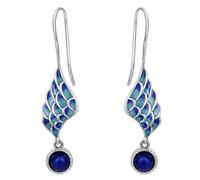 Ever Faith Enamel Lapis Lazuli Angel Wing Drop Dangle Hook Earrings