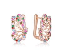 EVER FAITH Fashion 18K Gold Butterfly Huggie Hoop Earrings for Women Hypoallergenic Multicolor Gemstone Cute Butterflies Stud Earring Dainty Wedding Party Jewelry Accessories