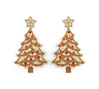 EVER FAITH Fashion Colorful Holiday Party Accessories Hypoallergenic Art Deco Rhinestone Crystal Star Hollow Christmas Tree Dangle Earrings Jewelry Gifts for Women Brown Silver-Tone