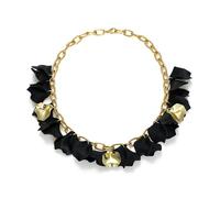 Ever Faith Flower Collar Necklace for Women Black Rose Petal Floral Statement Necklace Boho Summer Jewellery Accessories for Beach Pool Party