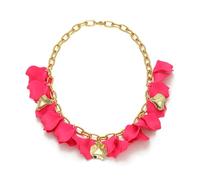 Ever Faith Flower Collar Necklace for Women Pink Rose Petal Floral Statement Necklace Boho Summer Jewellery Accessories for Beach Pool Party