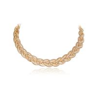 Ever Faith Gold Choker Necklace, Flat Braided Twist Snake Chain Necklace Boho Metal Chain Necklace Hip Hop Jewelry