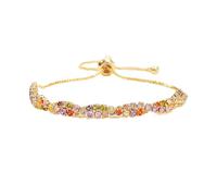 Ever Faith Gorgeous Colorful Cubic Zirconia Gold Plated Elegant Twist Wedding Party Adjustable Chain Link Bracelet for Women