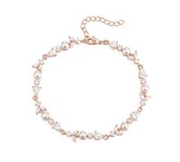 Ever Faith Gorgeous Cubic Zirconia Wedding Link Bracelet for Bride Bridesmaids, Clear Marquise Teardrop Crystal Rose Gold Plated Bridal Jewellery for Women Prom