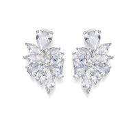 EVER FAITH Gorgeous Wedding Pearl Earrings Marquise Pear-Shaped Cubic Zirconia Crystal Cluster Bridal Stud Earrings Prom Jewellery for Women Bride Bridesmaid Clear Silver-Tone