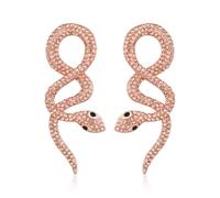 EVER FAITH Gothic Snake Earrings, Halloween Punk Rhinestone Crystal Serpent Snakes Dangle Earring Vintage Animal Halloween Jewellery for Women Champagne Color