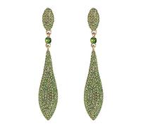 EVER FAITH Green Earrings for Women Wedding Party Sparkly Rhinestone Crystal Teardrop Statement Long Dangle Earring for Brides Bridal Gold-Tone