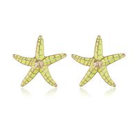EVER FAITH Green Enamel Starfish Earrings for Women, Beach Ocean Sea Star Fish Summer Jewelry Gifts for Ocean Lover
