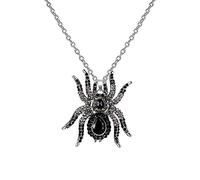 Ever Faith Halloween Black Spider Necklace Austrian Crystal Animal Sweater Long Chain Pendant Necklace