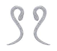 EVER FAITH Halloween Earrings, Rhibnestone Snake Earrings Dangle, Costume Statement Snake Jewellery Serpent Earring Snakes Cosplay Jewellery Accessories Clear Silver-Tone