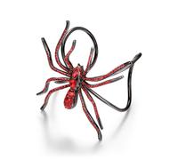 Ever Faith Halloween Party Jewellery Accessory Rhinestone Crystal Spider Animal Bangle Adjustable Cuff Bracelet for Women Red Black-Tone