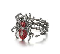 Ever Faith Halloween Party Jewelry Accessory Rhinestone Crystal Vintage Gothic Animal Spider Web Stretch Bracelet for Women Red Black-Tone