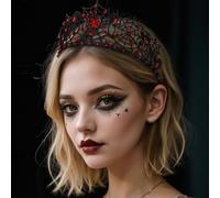 EVER FAITH Halloween Spider Crown Red Rhinestone Crystal Vintage Gothic Style Spider Web Headband for Cosplay Party Birthday Jewellery Gifts