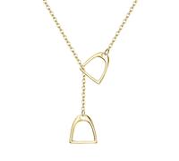 Ever Faith Interlock Double Gold Plated Horse Stirrup Pendant Necklace