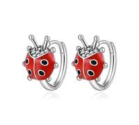 EVER FAITH Ladybug Earrings for Women Girls Hypoallergenic Red and Black Enamel Tiny Cute Bug Ladybeetle Ladybird Huggie Hoop Earrings