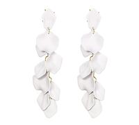 EVER FAITH Long Petal Earrings, Acrylic White Rose Floral