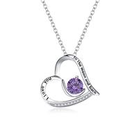 Ever Faith Love Heart I You to the Moon and Back Engraved Cubic Zirconia Gemstone Pendant Necklace