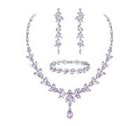 Ever Faith Marquise Crystal Jewellery Set, Light Purple Silver-Tone