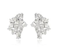 EVER FAITH Marquise Crystal Wedding Stud Earrings for Brides Bridal, Sparkly Rhinestone Cluster Vintage Style Dainty Small Studs Earring Costume Jewellery for Prom Formal Party Clear Silver-Tone
