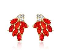 EVER FAITH Marquise Crystal Wedding Stud Earrings for Brides Bridal, Sparkly Rhinestone Cluster Vintage Style Dainty Small Studs Earring Costume Jewellery for Cocktail Prom Formal Party Red Gold-Tone