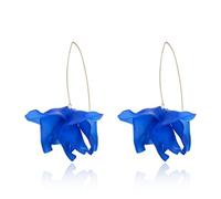 EVER FAITH Petal Earrings for Women Boho Royal Blue Flower Rose Petal Dangle Earrings Acrylic Tiered Large Long Floral Drop Earring Summer Jewelry