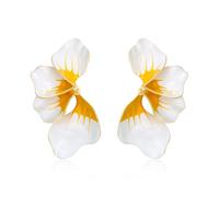 EVER FAITH Petal Earrings for Women, White Statement Oversized Large Big Boho 4 Petals Flower Earring Summer Jewellery for Holiday