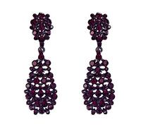 EVER FAITH Purple Crystal Earrings for Women, Sparkly Crystal Art Deco Vintage Style Statement Drop Dangle Pierced Earrings Wedding Earring for Brides Bridal Black-Tone