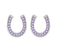 Ever Faith Purple Cubic Zirconia Lucky Horseshoe Stud Earrings