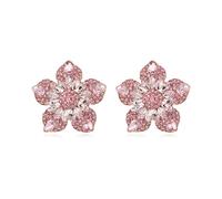 EVER FAITH Rhinestone Pink Flower Earrings for Women, Sparkly Crystal Lightweight Large Big Floral Earring Boho Flowers Jewellery Accessories for Summer Beach Wedding Party Gold-Tone