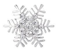 Ever Faith Rhinestone Snowflake Brooch Pin, Sparkly Crystal Christmas Snowflake Broach Lapel Pink for Women Girls Silver-Tone