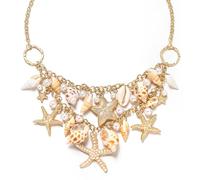 Ever Faith Shell Necklace for Women, Boho Handmade Starfish Conch Statement Chunky Collar Necklaces Mermaid Costume Beach Jewellery for Summer Holiday