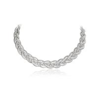 Ever Faith Silver Choker Necklace, Flat Braided Twist Snake Chain Necklace Boho Metal Chain Necklace Hip Hop Jewelry