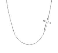 Ever Faith Simple Tiny Dainty Sideways Cross Choker Necklace