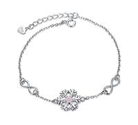 Ever Faith Snowflake Bracelet for Women, 925 Sterling Silver Pink CZ Christmas Snow Flake Link Bracelets