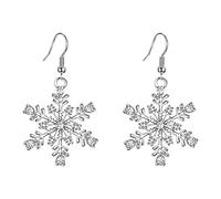 EVER FAITH Snowflake Hook Dangle Earrings for Women Girls, Rhinestone Crystal Christmas Snowflakes Earring Clear Silver-Tone