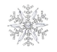 EVER FAITH Snowflower Brooch for Christmas, Stunning Rhinestone Crystal Xmas Broach Lapel Pin for Women Girls