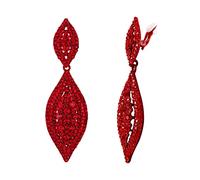 EVER FAITH Sparkly Rhinestone Clip On Earrings, Wedding Party Crystal Drop Dangle Non-piercing Earrings for Non Pierced Ears Black-Tone