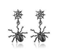 EVER FAITH Spider Earrings for Halloween Statement Rhinestone Crystal Punk Gothic Spider Web Drop Dangle Earrings Halloween Costume Jewellery for Cospaly Party Black