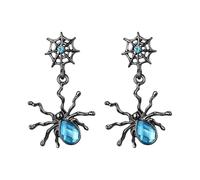 EVER FAITH Spider Earrings for Halloween Statement Rhinestone Crystal Punk Gothic Spider Web Drop Dangle Earrings Halloween Costume Jewellery for Cospaly Party Blue
