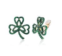 EVER FAITH St. Patrick's Day Lucky Three Leaf Clover Clip-on Stud Earring, Heart-Shaped Crystal Green Celtic Knot Clip on Earring Irish Holiday Jewellery Gift for Women