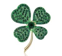 EVER FAITH St. Patrick's Day Three Leaf Clover Brooch, Good Luck Celtic Knot Green Crystal Brooch Pin Irish Holiday Jewelry Gift for Woman Girl