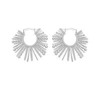 EVER FAITH Sunburst Statement Hoop Earrings, Sparkly Cubic Zirconia CZ Hinged Hoops Earring Huggie Style Earrings Wedding Prom Party Jewellery for Women