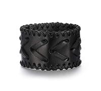 Ever Faith Synthetic Leather Cool Cuff Belt Punk Rock Bangle Hip Hop Mixed Colors Wristband Black Bracelet Unisex Couple