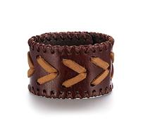 Ever Faith Synthetic Leather Wide Hip Hop Bangle Men Cuff Belt Mixed Colors Wristband Brown Bracelet Unisex Couple