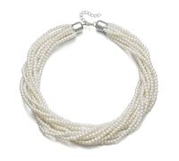 Ever Faith Vintage 10 Layered Cream Faux Pearls Choker Necklace for Women, 1920s Cosply Themed Party Accessories Multi-Strand Simulated Pearl Bib Collar Statement Necklaces for Prom