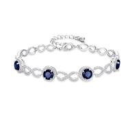 Ever Faith Wedding Bridal Bridesmaid Jewellery Full Figure 8 Infinity Sapphire Dark Blue Cubic Zirconia September Birthstone Link Bracelet for Women