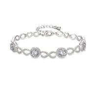 Ever Faith Wedding Bridal Jewelry Full Figure 8 Infinity Sparkly Cubic Zirconias December Birthstone Link Bracelet for Women White Silver-Tone