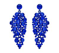 EVER FAITH Wedding Crystal Earrings for Bridal Bride, Sparkly Rhinestone Drop Dangle Chandelier Earrings for Women Girls Royal Blue