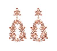 EVER FAITH Wedding Party Earrings for Women, Sparkly Marquise Rhinestone Crystal Vintage Large Big Statement Oval Hoop Drop Dangle Earring Jewellery Accessories Gifts for Brides Bridal Champagne Color