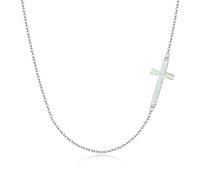 Ever Faith White Simple Tiny Dainty Sideways Cross Choker Necklace